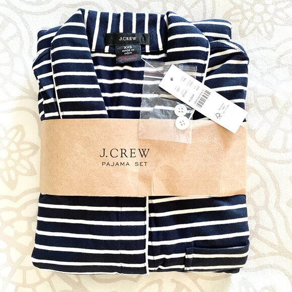 NWT J.Crew Dreamy Cotton Pajama Pant Set - Navy and White Striped | XXS - Picture 2 of 6